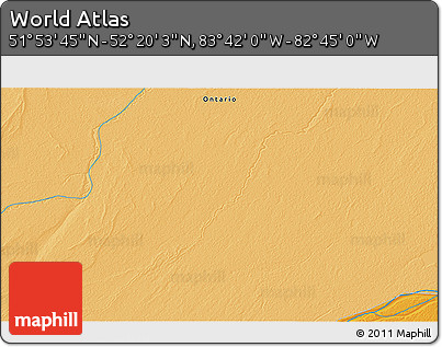 Political 3D Map of the Area around 52° 6' 54" N, 83° 13' 29" W