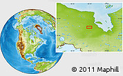 Physical Location Map of the area around 52° 6' 54" N, 83° 13' 29" W