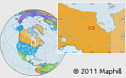 Political Location Map of the area around 52° 6' 54" N, 83° 13' 29" W