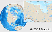 Shaded Relief Location Map of the area around 52° 6' 54" N, 83° 13' 29" W