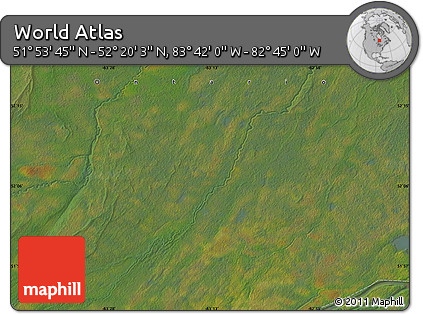 Satellite Map of the Area around 52° 6' 54" N, 83° 13' 29" W