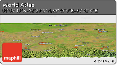 Satellite Panoramic Map of the Area around 52° 6' 54" N, 84° 13' 29" E