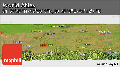 Satellite Panoramic Map of the Area around 52° 6' 54" N, 84° 13' 29" E