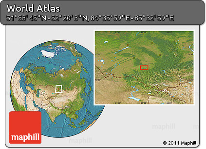 Satellite Location Map of the Area around 52° 6' 54" N, 85° 4' 29" E