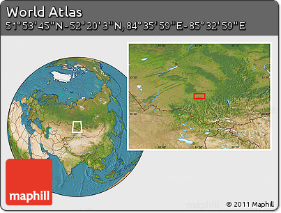 Satellite Location Map of the Area around 52° 6' 54" N, 85° 4' 29" E