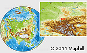 Physical Location Map of the area around 52° 6' 54" N, 88° 28' 29" E