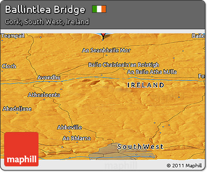 Political Panoramic Map of Ballintlea Bridge
