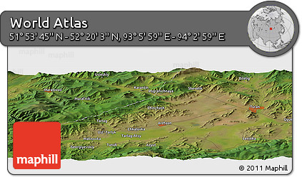 Satellite Panoramic Map of the Area around 52° 6' 54" N, 93° 34' 29" E