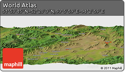Satellite Panoramic Map of the Area around 52° 6' 54" N, 93° 34' 29" E