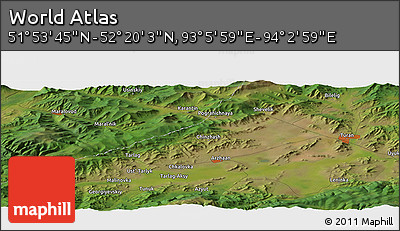 Satellite Panoramic Map of the Area around 52° 6' 54" N, 93° 34' 29" E