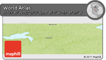 Physical Panoramic Map of the Area around 52° 6' 54" N, 94° 16' 30" W