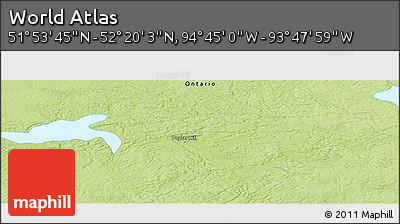Physical Panoramic Map of the Area around 52° 6' 54" N, 94° 16' 30" W