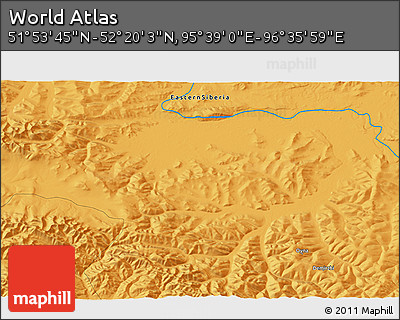 Political 3D Map of the Area around 52° 6' 54" N, 96° 7' 30" E