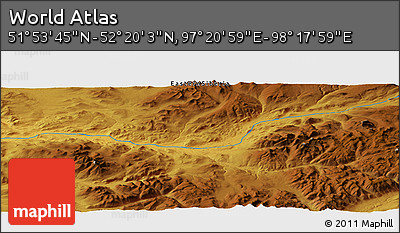 Physical Panoramic Map of the Area around 52° 6' 54" N, 97° 49' 29" E