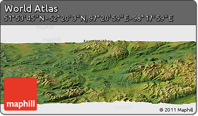Satellite Panoramic Map of the Area around 52° 6' 54" N, 97° 49' 29" E