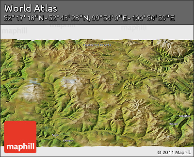 Satellite 3D Map of the Area around 52° 30' 23" N, 100° 22' 30" E