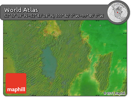 Satellite Map of the Area around 52° 30' 23" N, 100° 13' 29" W