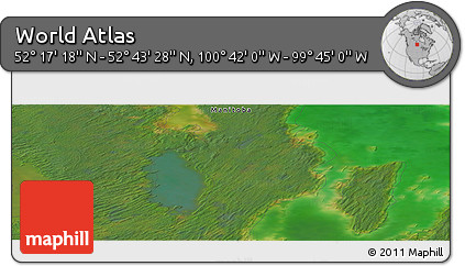 Satellite Panoramic Map of the Area around 52° 30' 23" N, 100° 13' 29" W