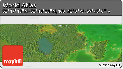 Satellite Panoramic Map of the Area around 52° 30' 23" N, 100° 13' 29" W