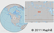 Gray Location Map of the area around 52° 30' 23" N, 105° 19' 29" W, hill shading