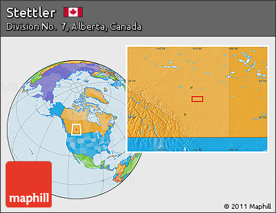 Political Location Map of Stettler
