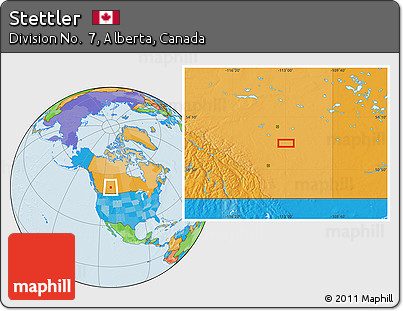 Political Location Map of Stettler