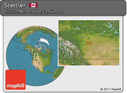 Satellite Location Map of Stettler