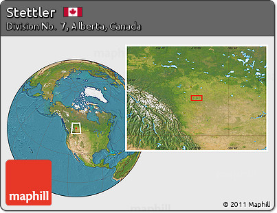 Satellite Location Map of Stettler