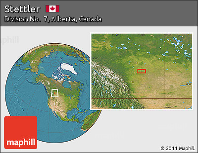 Satellite Location Map of Stettler
