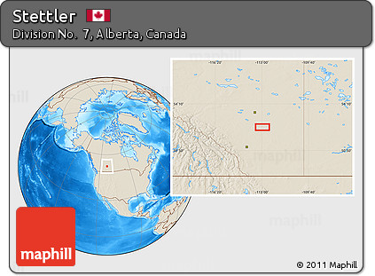 Shaded Relief Location Map of Stettler