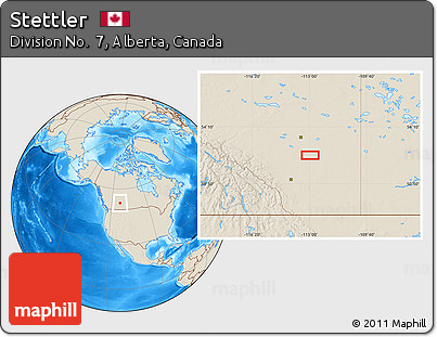 Shaded Relief Location Map of Stettler
