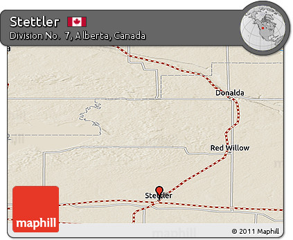 Shaded Relief Panoramic Map of Stettler