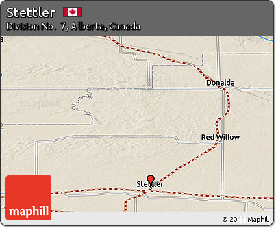Shaded Relief Panoramic Map of Stettler