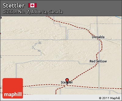 Shaded Relief Panoramic Map of Stettler