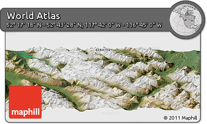 Satellite Panoramic Map of the Area around 52° 30' 23" N, 117° 13' 29" W