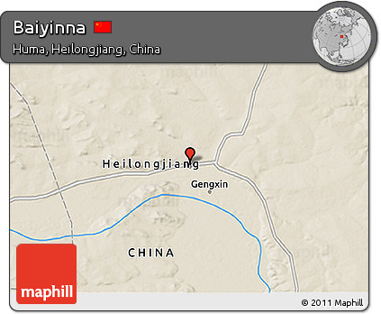 Shaded Relief 3D Map of Baiyinna