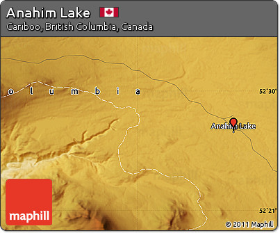 Physical Map of Anahim Lake