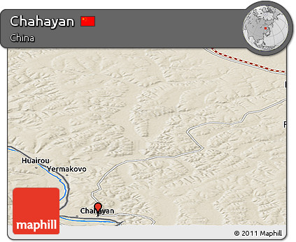 Shaded Relief Panoramic Map of Chahayan