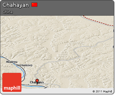 Shaded Relief Panoramic Map of Chahayan