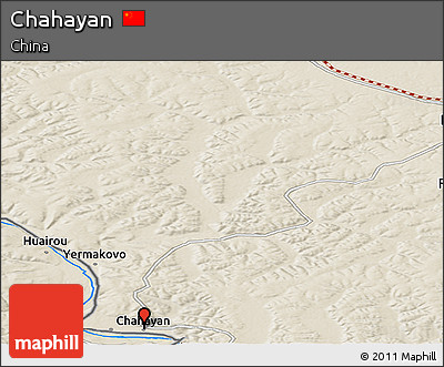 Shaded Relief Panoramic Map of Chahayan