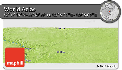 Physical Panoramic Map of the Area around 52° 30' 23" N, 128° 25' 30" E