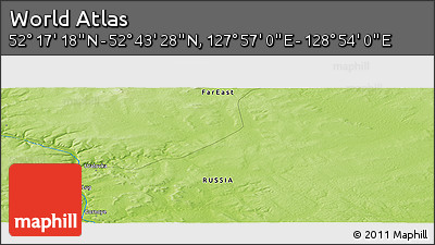 Physical Panoramic Map of the Area around 52° 30' 23" N, 128° 25' 30" E