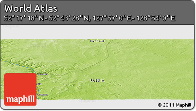Physical Panoramic Map of the Area around 52° 30' 23" N, 128° 25' 30" E