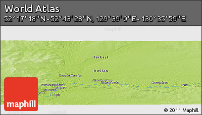 Physical Panoramic Map of the Area around 52° 30' 23" N, 130° 7' 30" E