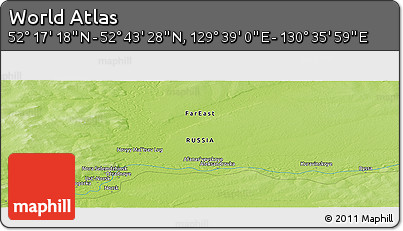 Physical Panoramic Map of the Area around 52° 30' 23" N, 130° 7' 30" E