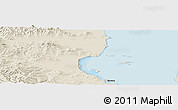 Shaded Relief Panoramic Map of the area around 52° 30' 23" N, 141° 10' 30" E