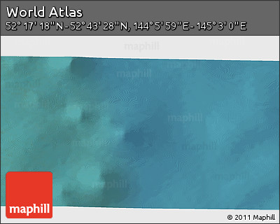 Satellite 3D Map of the Area around 52° 30' 23" N, 144° 34' 29" E