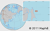 Gray Location Map of the area around 52° 30' 23" N, 144° 34' 29" E