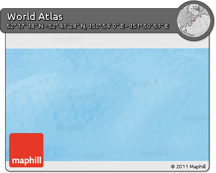 Physical 3D Map of the Area around 52° 30' 23" N, 151° 22' 30" E