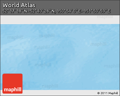 Physical 3D Map of the Area around 52° 30' 23" N, 151° 22' 30" E